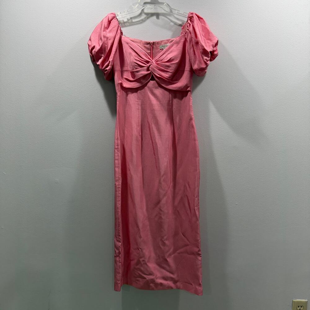ML Monique Lhuillier Pink Twist Midi Dress Size 4 EUC